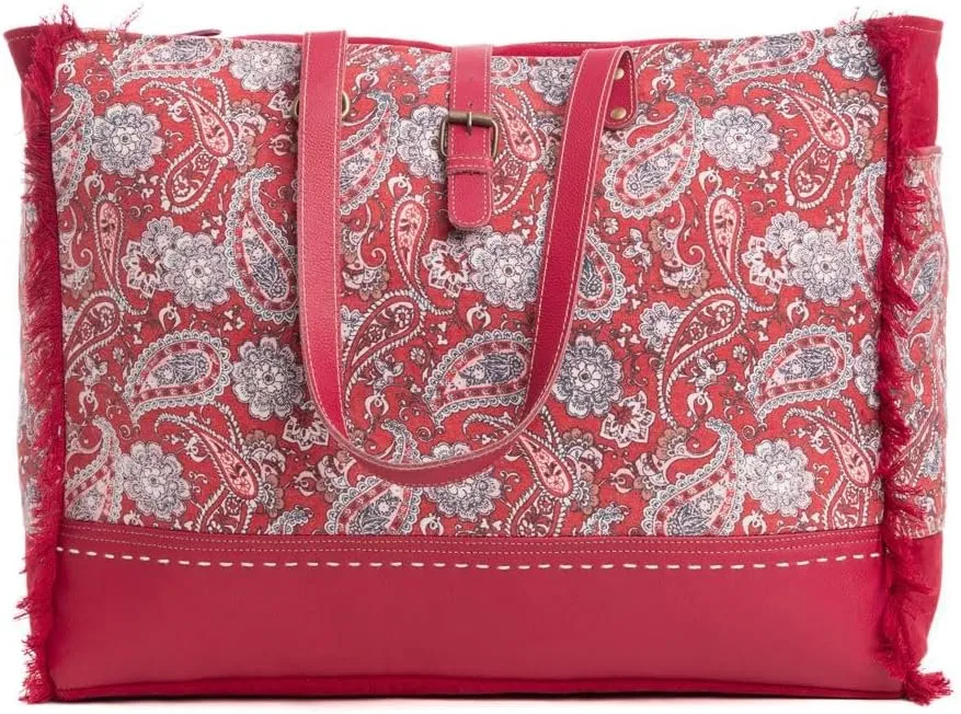 Myra Bag Western Leather Weekender Bag for Women - Upcycled Shoulder Handbag