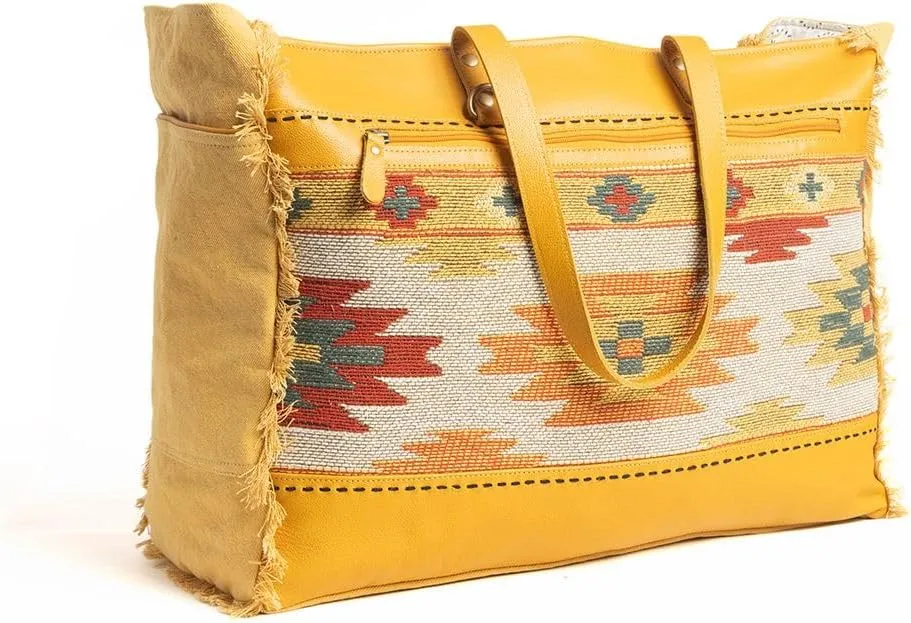 Myra Bag Western Leather Weekender Bag for Women - Upcycled Shoulder Handbag