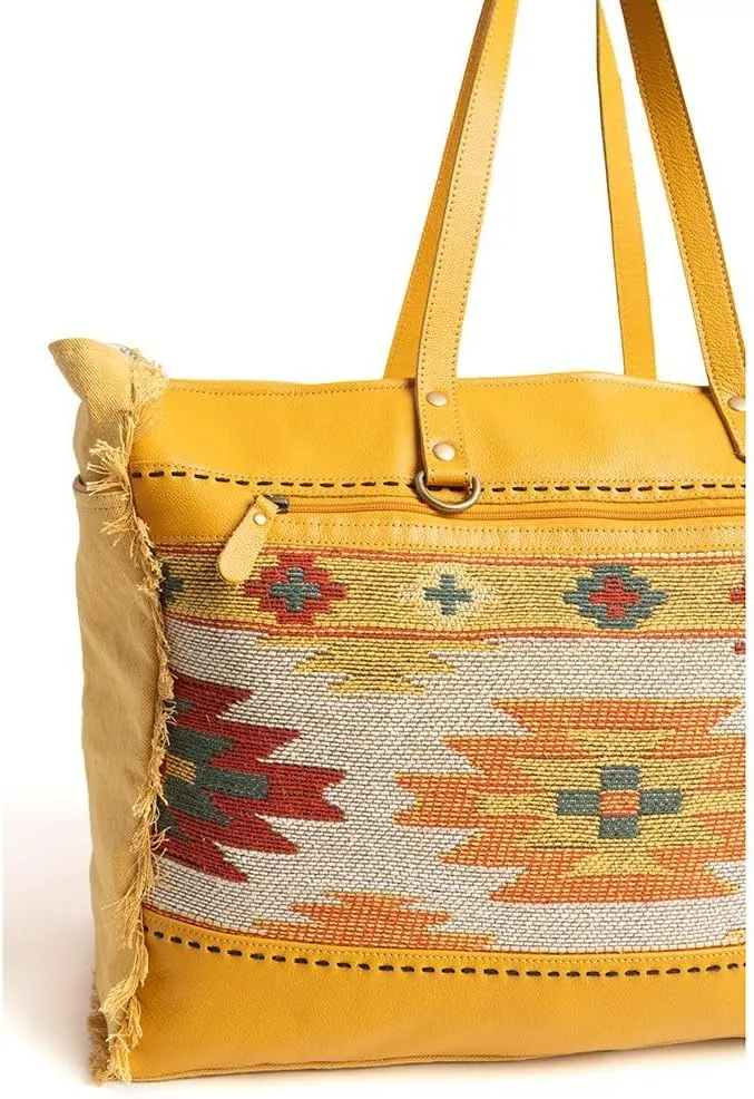 Myra Bag Western Leather Weekender Bag for Women - Upcycled Shoulder Handbag