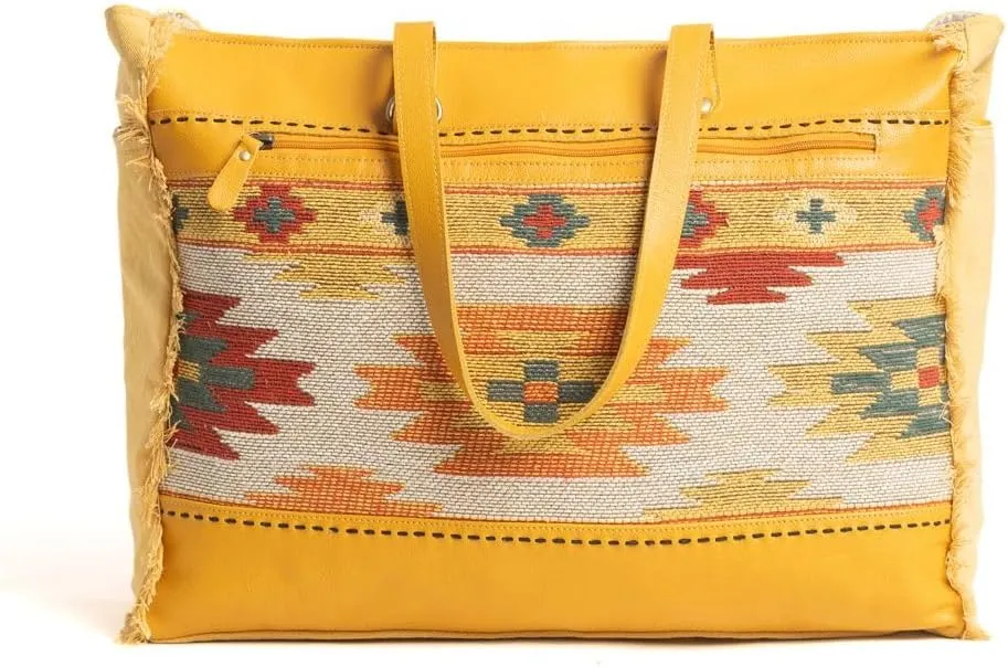 Myra Bag Western Leather Weekender Bag for Women - Upcycled Shoulder Handbag