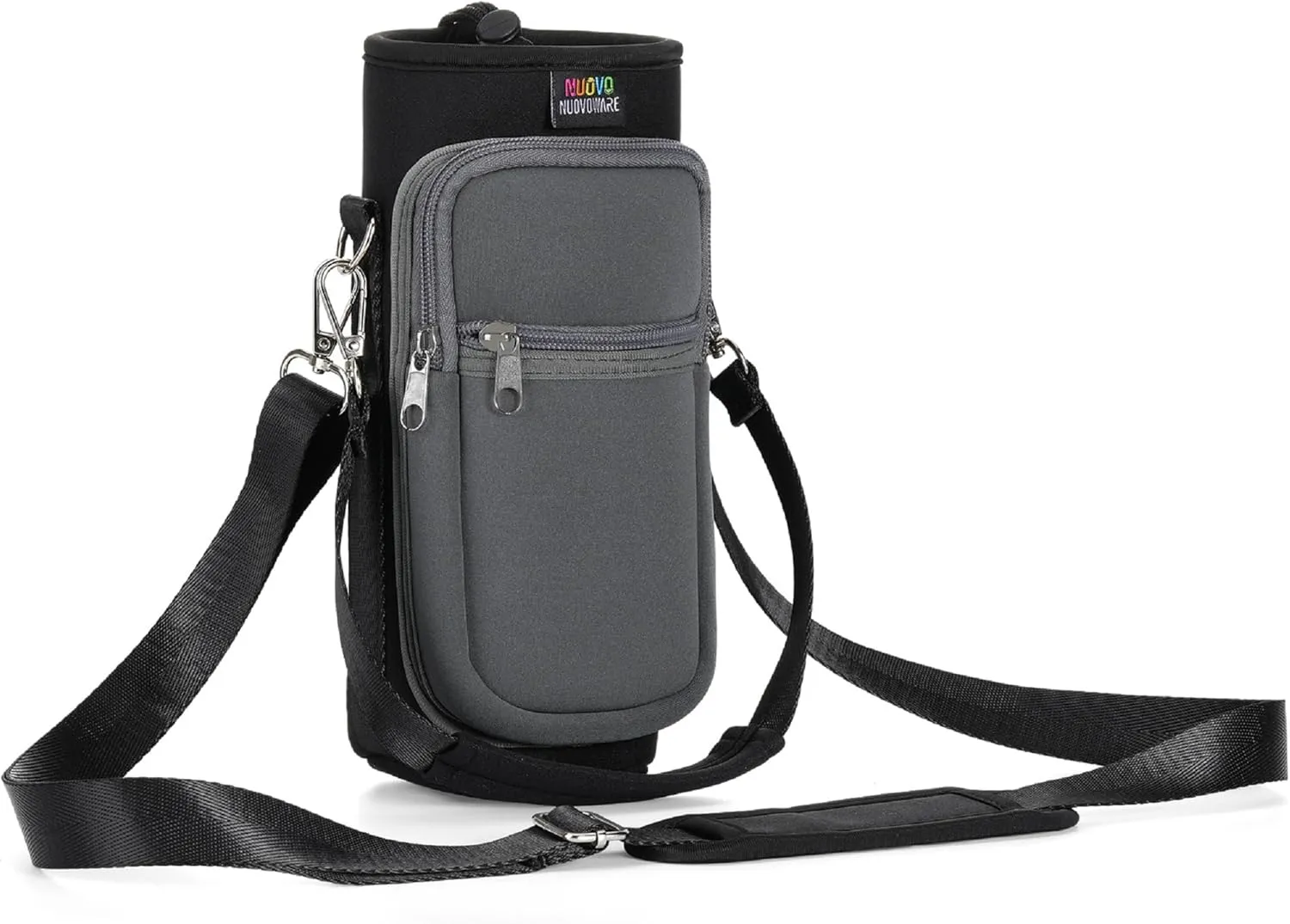 Nuovoware Water Bottle Carrier Bag,25oz/40oz/64oz Bottle Pouch Holder,Adjustable Shoulder Hand Strap 2 Pocket Sling Neoprene Sleeve Sports Accessories for Hiking Travelling Camping