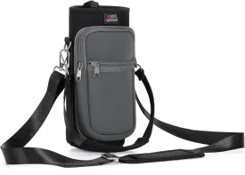 Nuovoware Water Bottle Carrier Bag,25oz/40oz/64oz Bottle Pouch Holder,Adjustable Shoulder Hand Strap 2 Pocket Sling Neoprene Sleeve Sports Accessories for Hiking Travelling Camping