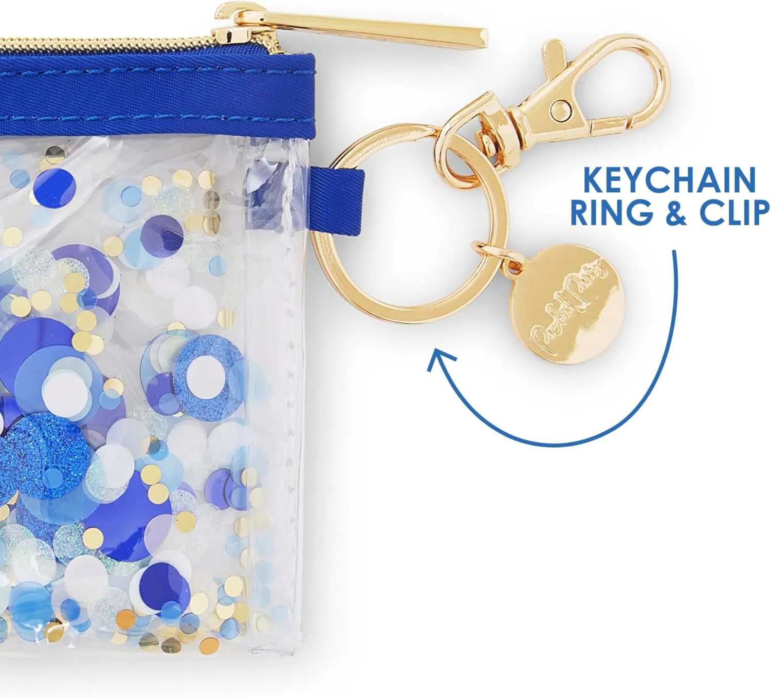 Packed Party Spirit Squad Confetti Everything Pouch, Makeup Bag, Travel Bag,Cosmetic Bag for Women (True Blue)