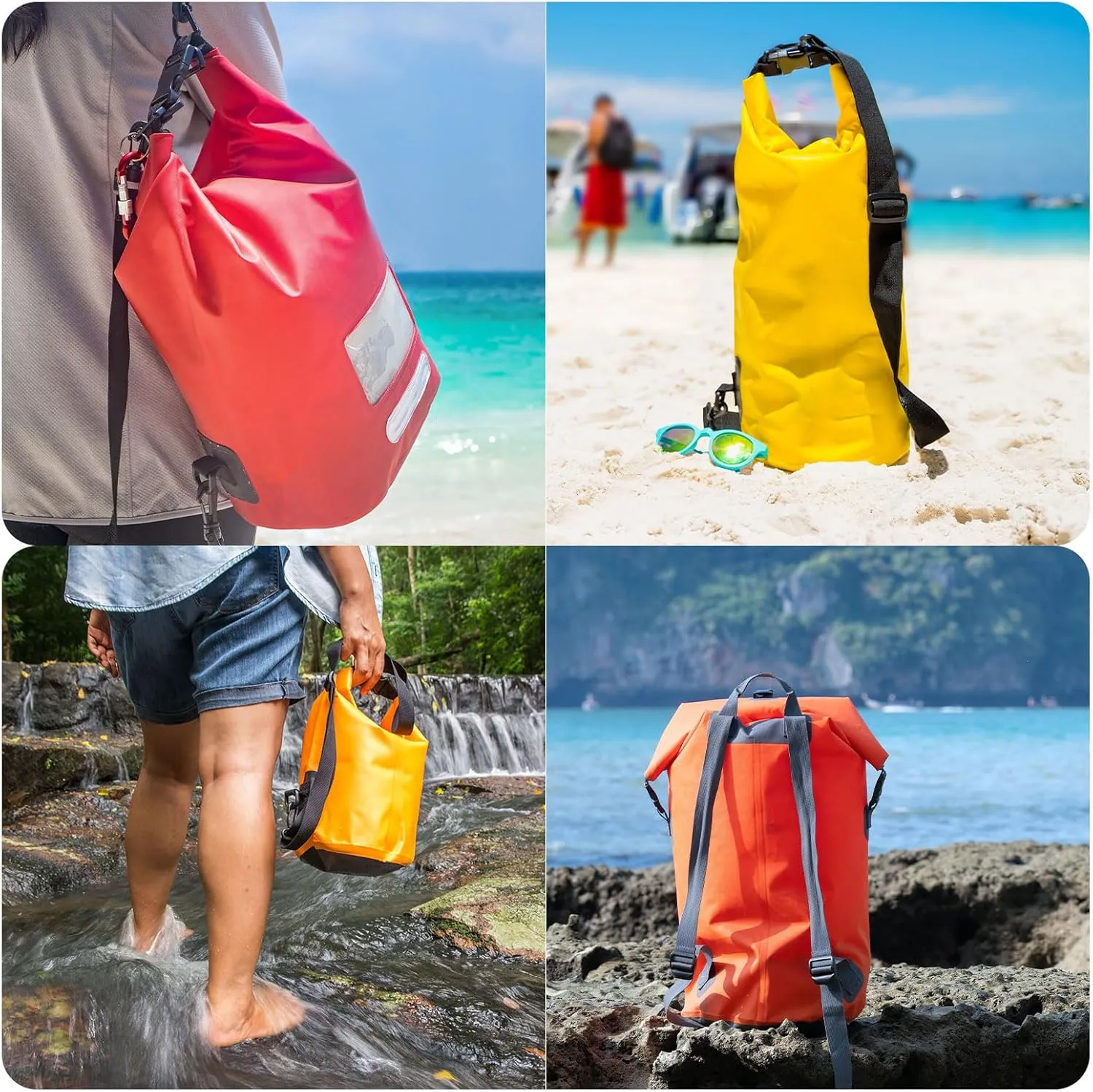 PATIKIL 6L Waterproof Dry Bags, 2 Pack Portable Dry Sack Roll Top Bag Lightweight Dry Storage Bag for Gym Kayaking Hiking Swimming Camping, Yellow