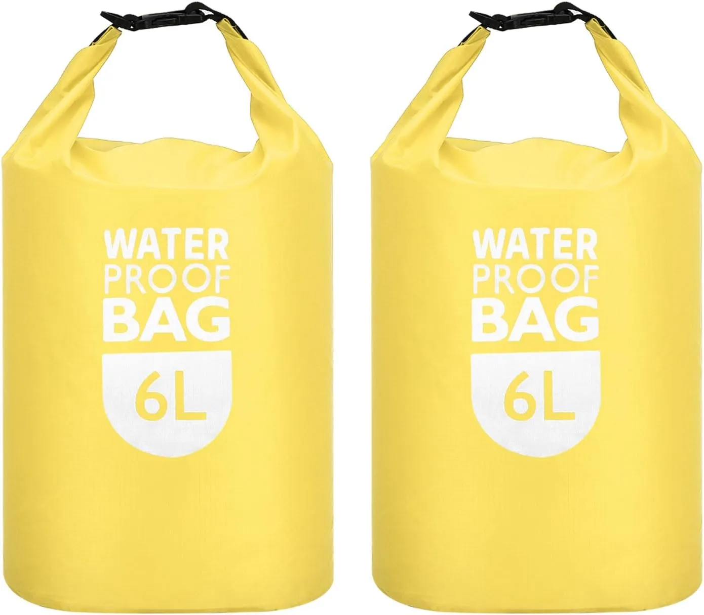 PATIKIL 6L Waterproof Dry Bags, 2 Pack Portable Dry Sack Roll Top Bag Lightweight Dry Storage Bag for Gym Kayaking Hiking Swimming Camping, Yellow