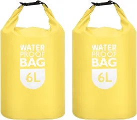 PATIKIL 6L Waterproof Dry Bags, 2 Pack Portable Dry Sack Roll Top Bag Lightweight Dry Storage Bag for Gym Kayaking Hiking Swimming Camping, Yellow