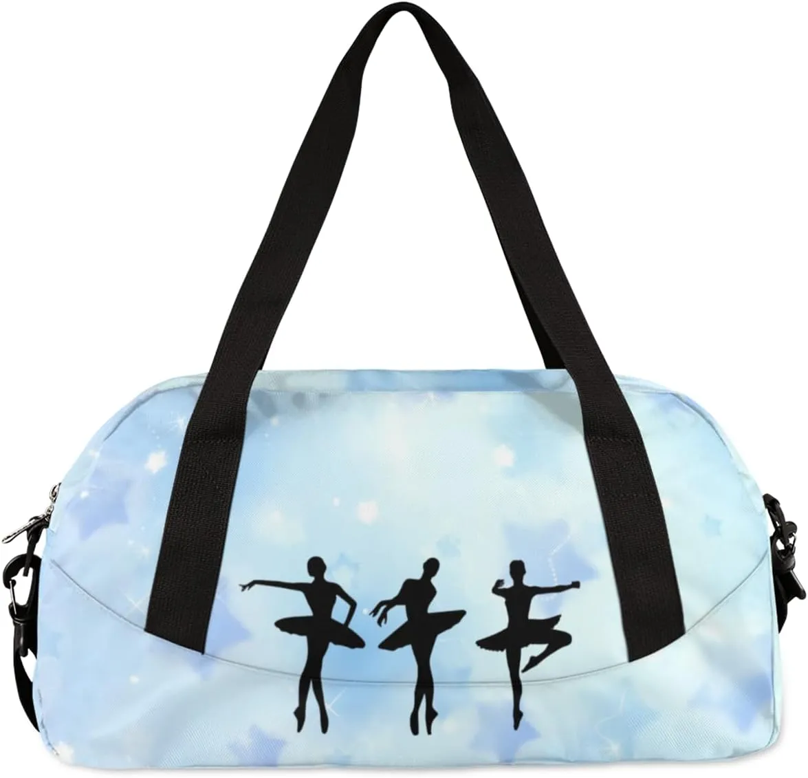 Personalized Gym Bag for Girls Teens, Custom Dance Bag Overnight Small Duffel Bag Carry On Weekend Sports Travel Bag for School Practice Gymnastics Ballet, Blue Stars