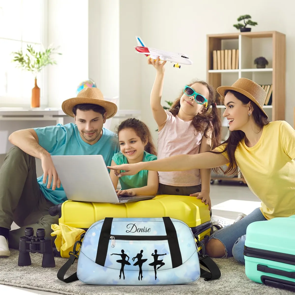 Personalized Gym Bag for Girls Teens, Custom Dance Bag Overnight Small Duffel Bag Carry On Weekend Sports Travel Bag for School Practice Gymnastics Ballet, Blue Stars