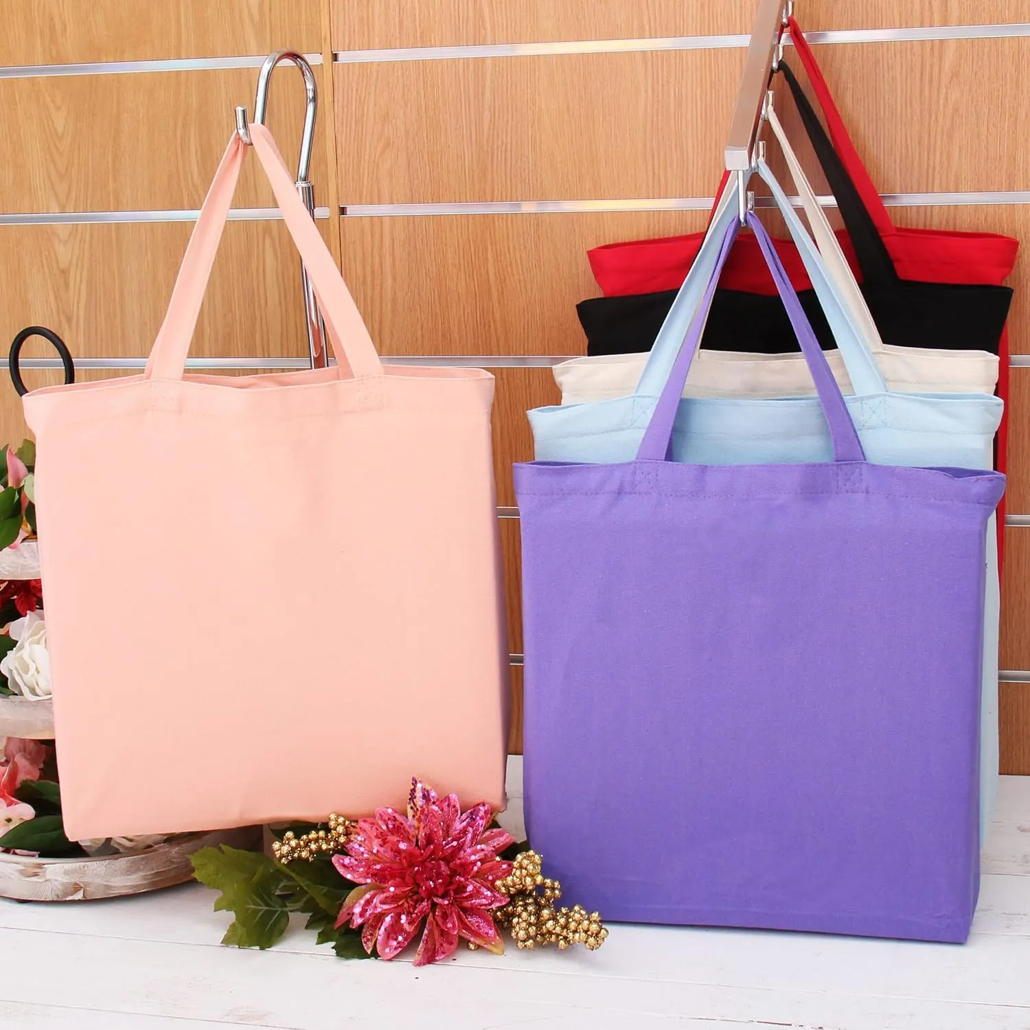Premium Canvas Tote Bag by Threadart | Single Pack| Reusable Heavy Duty 100% Cotton | Holds up to 40lbs | Eco Friendly | Large Size 14.5x17x3" - Red