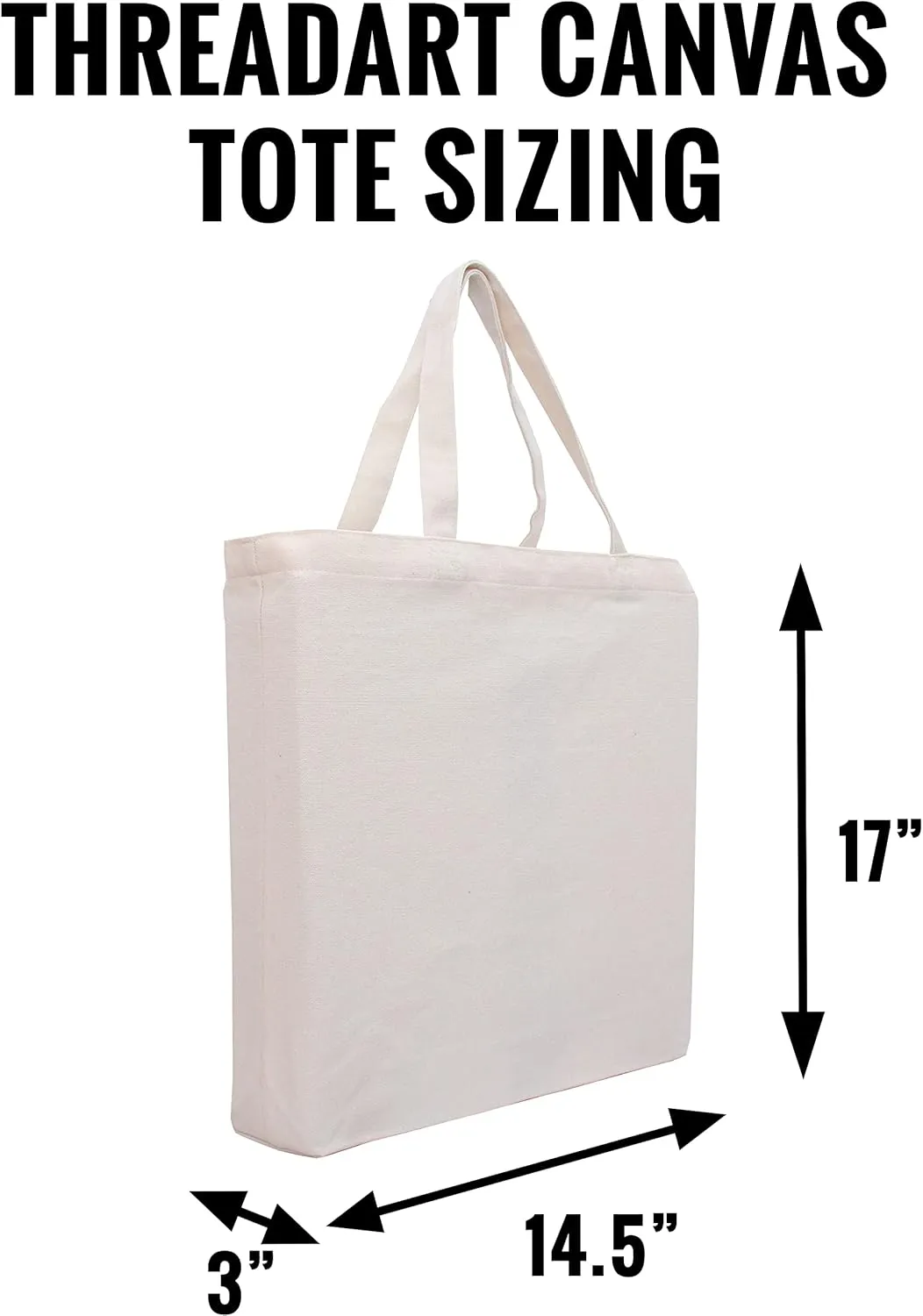 Premium Canvas Tote Bag by Threadart | Single Pack| Reusable Heavy Duty 100% Cotton | Holds up to 40lbs | Eco Friendly | Large Size 14.5x17x3" - Red