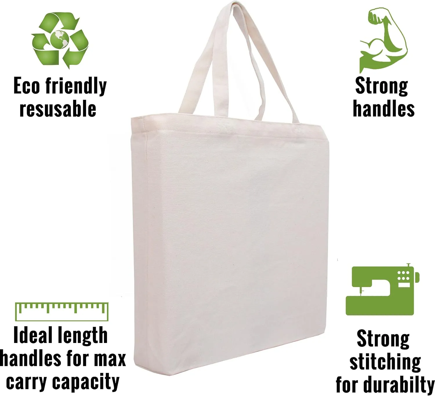 Premium Canvas Tote Bag by Threadart | Single Pack| Reusable Heavy Duty 100% Cotton | Holds up to 40lbs | Eco Friendly | Large Size 14.5x17x3" - Red
