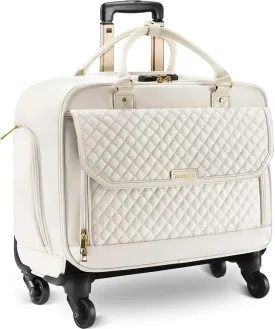 Rolling Laptop Bag, Briefcase for Women and Men with 4 Spinner Wheels and Handle, Roller Computer Bag for Work Travel Carry On, TSA Friendly Design, Beige