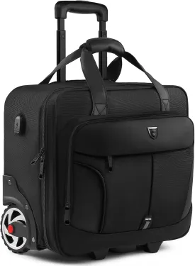 Rolling Laptop Bag,Rolling Briefcase for Men & Women,Laptop Briefcase on Wheels,Carry On Bag for Business Travel