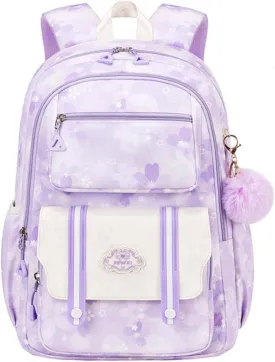 School Backpack for Teens Girls Kids Backpack for Girls Elementary School Multi Pocket Bookbag Purple