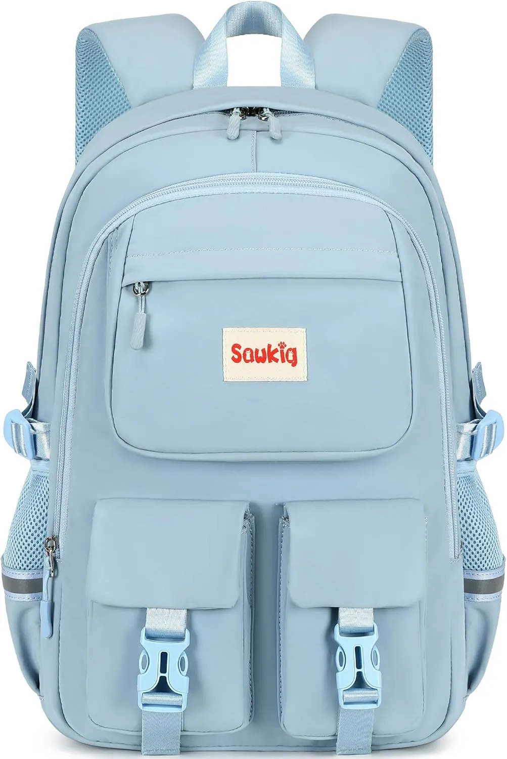 School Backpacks for Girls Multi-pocket Backpack 17 inch Cute Bookbag for Girls Elementary Middle School Bags (Blue)