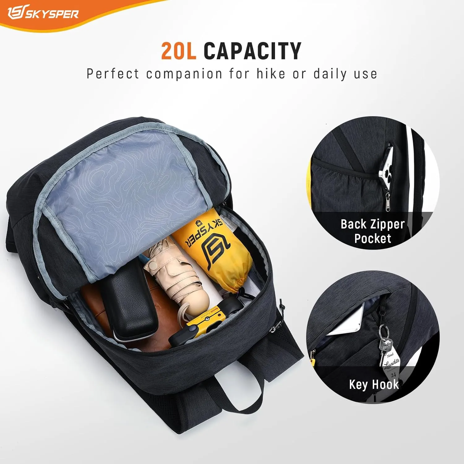 SKYSPER 20L Hiking Backpack Lightweight Travel Backpack for Women Men, Hiking Daypack Small Day pack for Travel Camping Sport