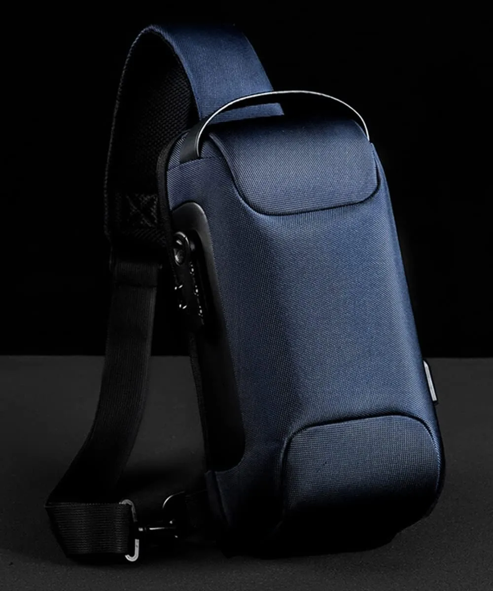 Sling Backpack USB Anti-Theft Waterproof Chest Daypack Casual Shoulder Bag (Blue)