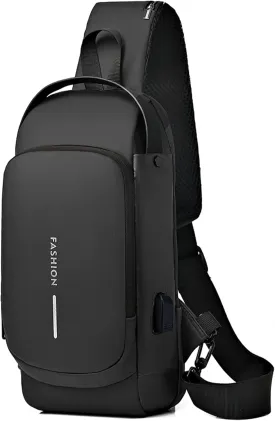 Sling Bag for Men Anti-Theft USB Crossbody Backpack Waterproof Chest Daypack