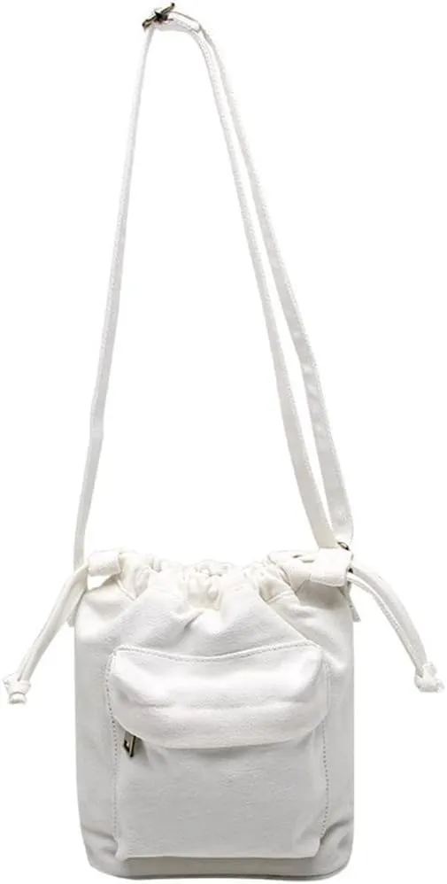 Small Crossbody Bag for Women Shoulder Bag Mini Drawstring Bucket Bag Canvas Tote Handbag Cellphone Bag Purse (Green)