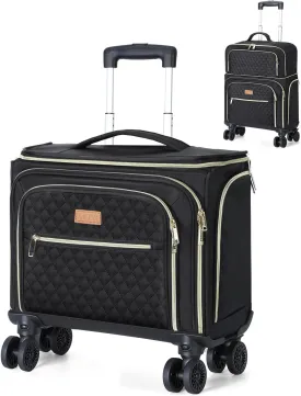 Softside Expandable Carry on Luggage with 4 Removable Spinner Wheels Black