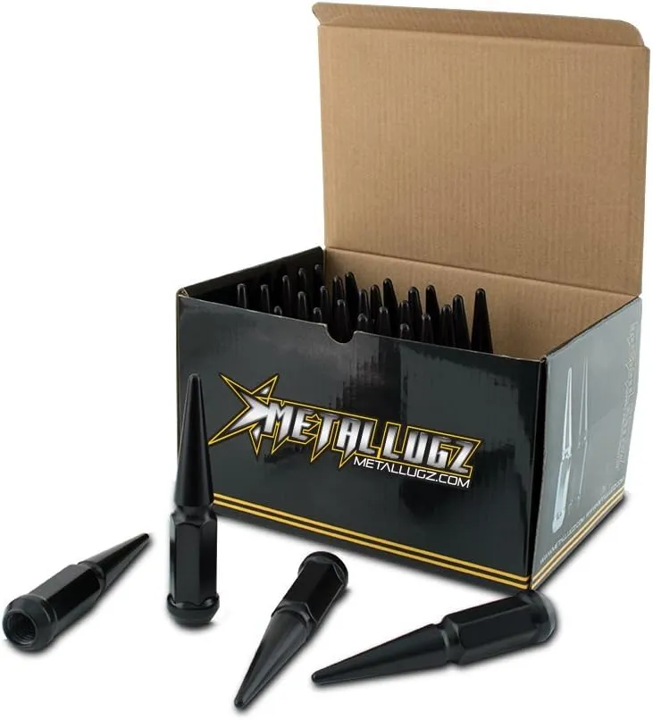 Spiked Lugz Black 9/16" Thread 4.4" Overall Length kit Contains 32 Lugs & 1 Key