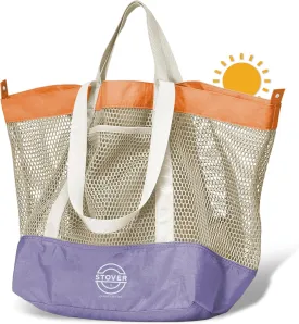 STOVER Large Mesh Beach Bag, Vacation, Pool, Shopping, & Travel Tote - Foldable w/Storage Pockets for Women, Men & Families
