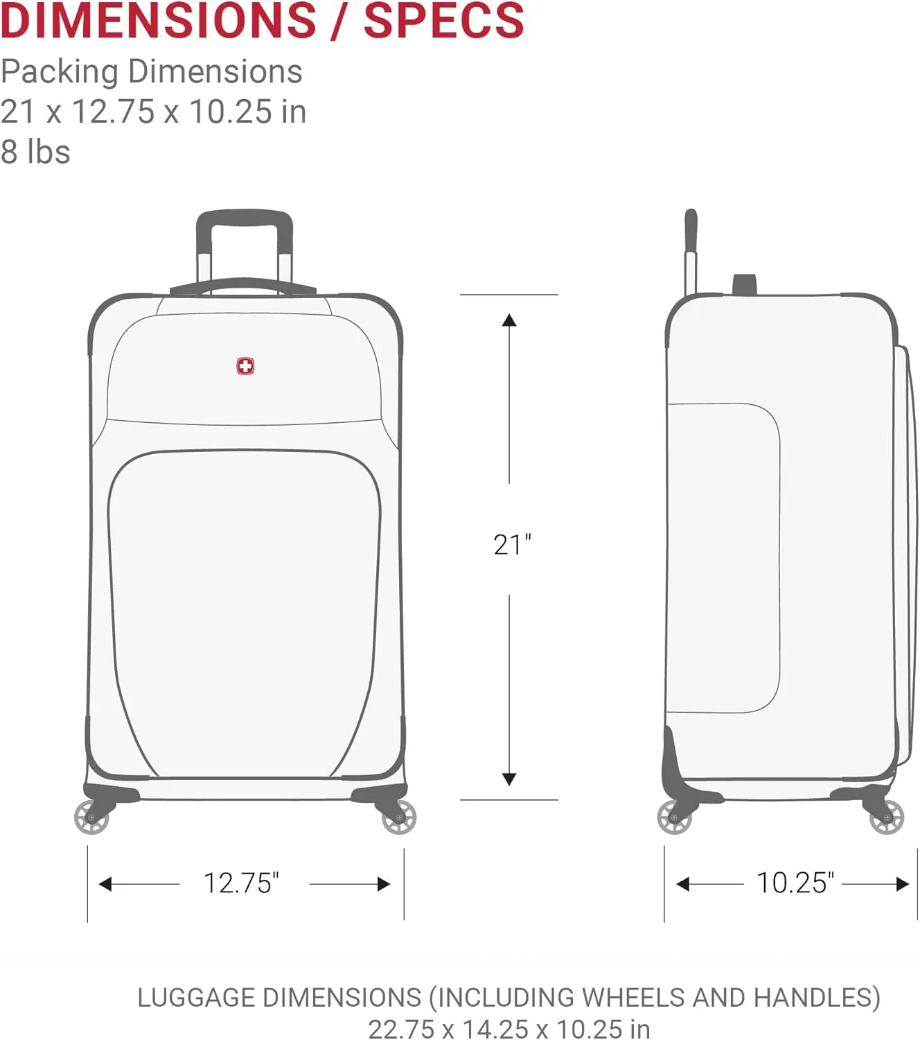 SwissGear Sion Softside Expandable Luggage, Dark Grey, Carry-On 21-Inch