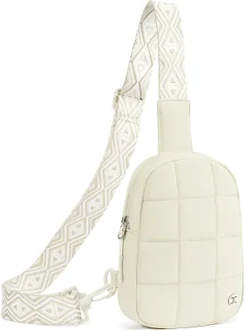 Telena Crossbody Bags for Women Quilted Puffer Cross Body Sling Bag Ivory White
