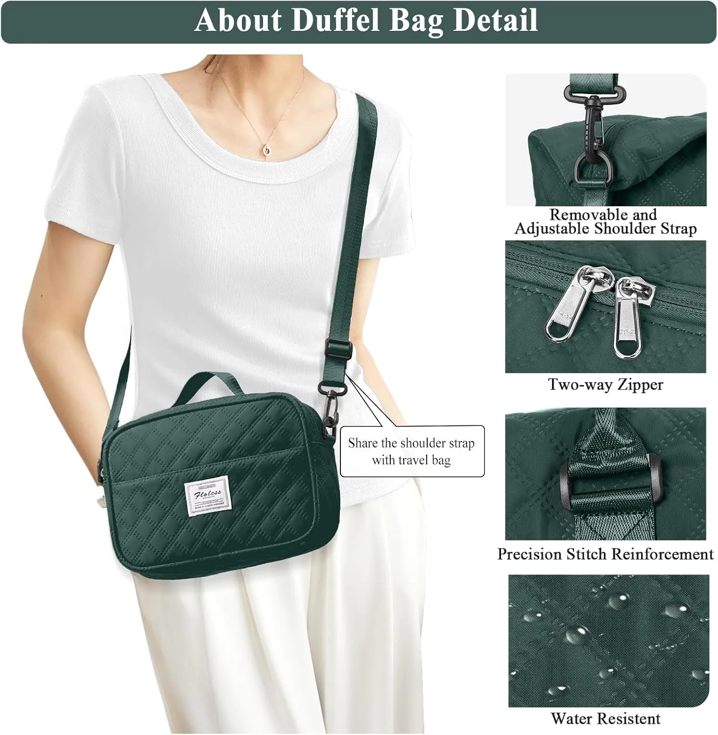 Travel Bag for Women - Overnight Duffel Weekender with Toiletry & Gym Bag, Personal Carry On