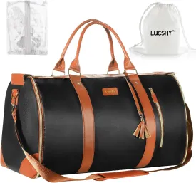 Travel Bags Premium PU Leather Wrinkle-Free Packing Design and 7 different storage compartments perfect for Men and Women Travel (Charcoal)
