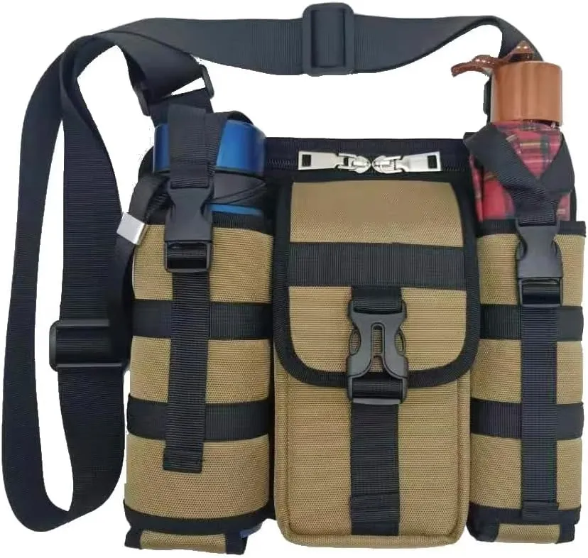 Travel Hiking Backpack,Outdoor Equipment,Multi-pocket Sling Bag,Shoulder Bag(Khaki)