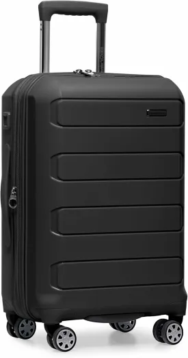 Traveler's Choice Pagosa Indestructible Hardshell Expandable Spinner Luggage, Black, Carry-on