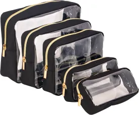 TSA Approved 5-Piece Diaper Bag Organizer Pouch Set Clear Waterproof TPU Kids Toiletry Storage Set Travel Packing Clutch Cube Bags for Baby Nursing