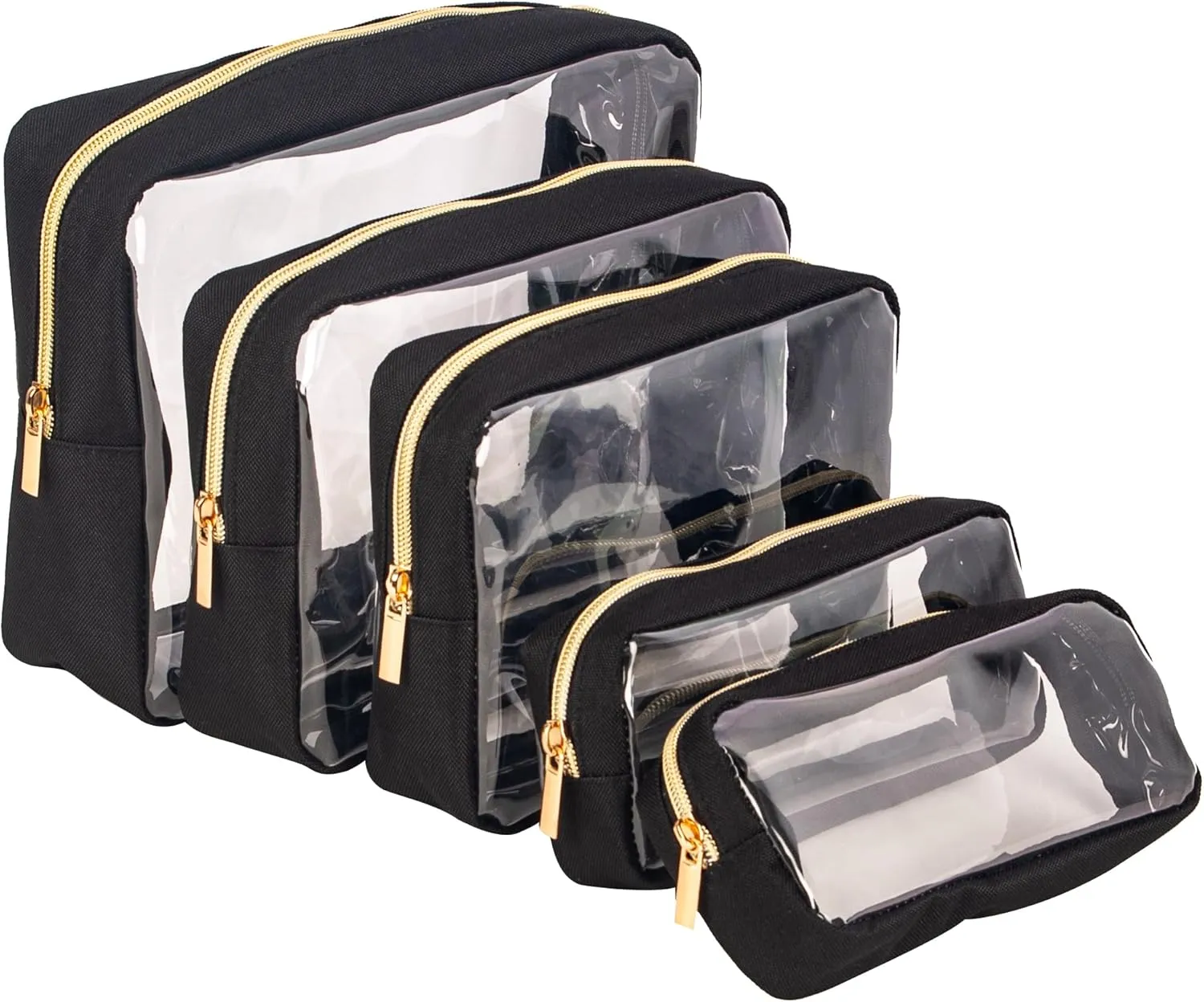 TSA Approved 5-Piece Diaper Bag Organizer Pouch Set Clear Waterproof TPU Kids Toiletry Storage Set Travel Packing Clutch Cube Bags for Baby Nursing