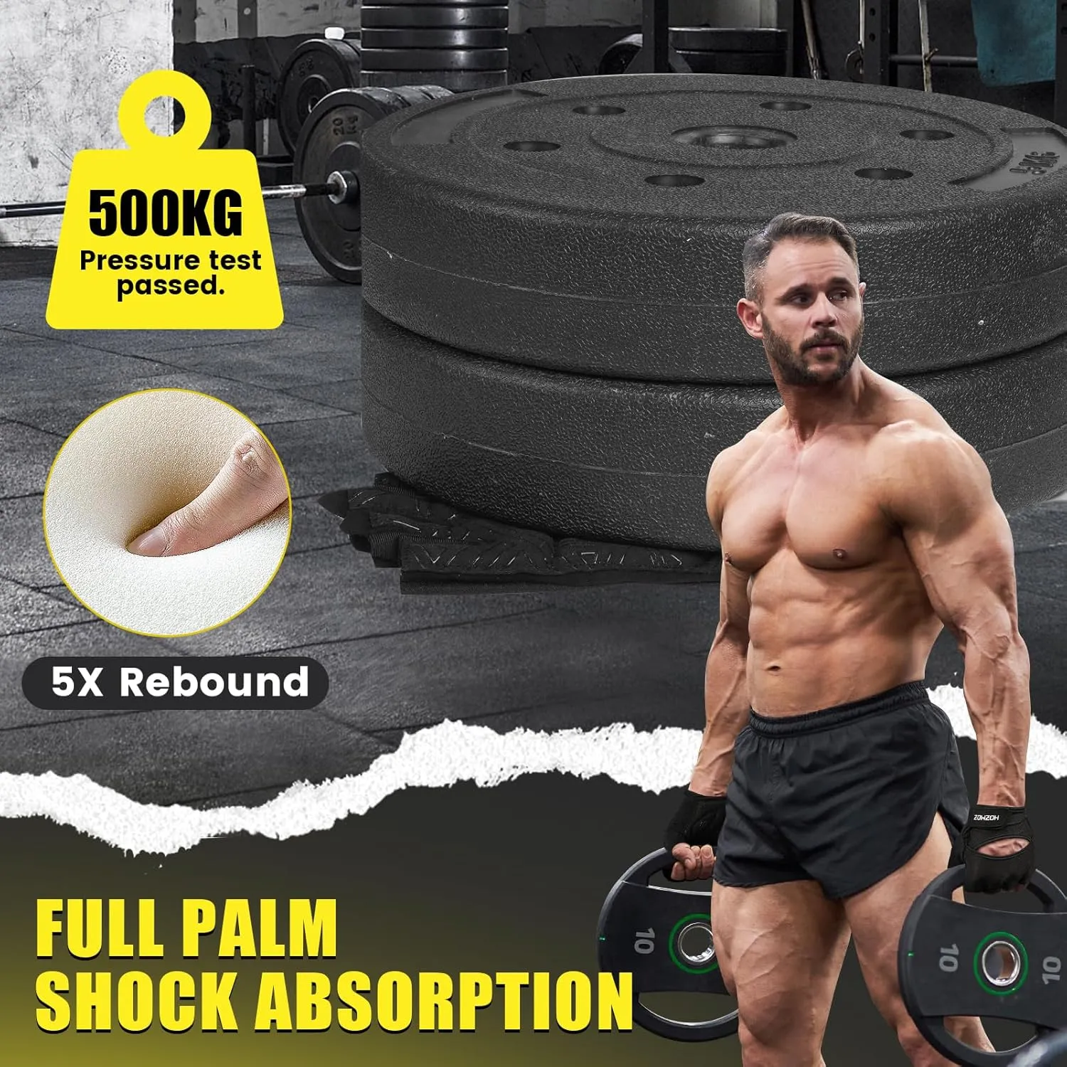 Ventilated Weight Lifting Gloves, Thick Padded Gym Gloves with Full Palm Protection & Grip & Shock Absorption for Women & Men's Fitness Training