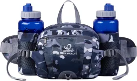 WATERFLY Fanny Pack Waist Bag: Fannie Pack 2 Water Bottle Holders Lumbar Belt Hiking Walking Running Jogging Camping Large Woman Man (Bottle Not Included