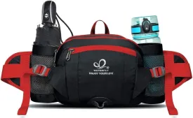 WATERFLY Fanny Pack Waist Bag: Fannie Pack 2 Water Bottle Holders Lumbar Belt Hiking Walking Running Jogging Camping Large Woman Man (Bottle Not Included