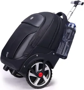 Waterproof Rolling Backpack, Backpack with Wheels for Business and Travel Commuter, Carry on Backpack with Laptop Compartment for Women and Men Adult (Black, 20inch)