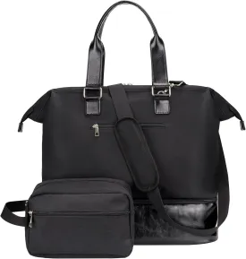 Weekender Bag with Shoe Compartment Travel Duffle, Carry On 20 Inch, Black