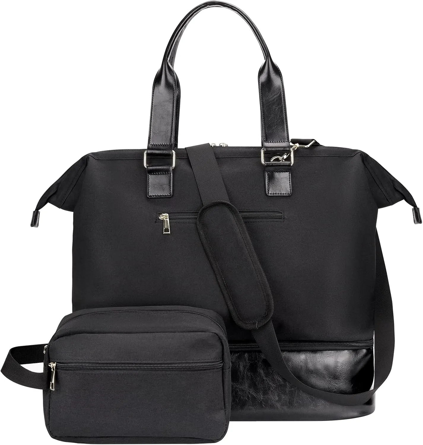 Weekender Bag with Shoe Compartment Travel Duffle, Carry On 20 Inch, Black