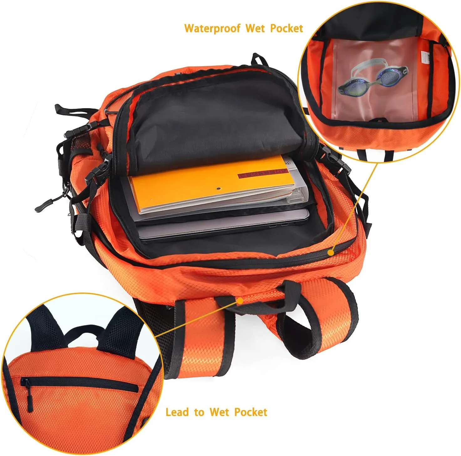 WOLT 40L Packable Travel Backpack, Foldable Lightweight Backpack for Men Women,Waterproof Hiking Bag for Outdoor Camping (Orange)