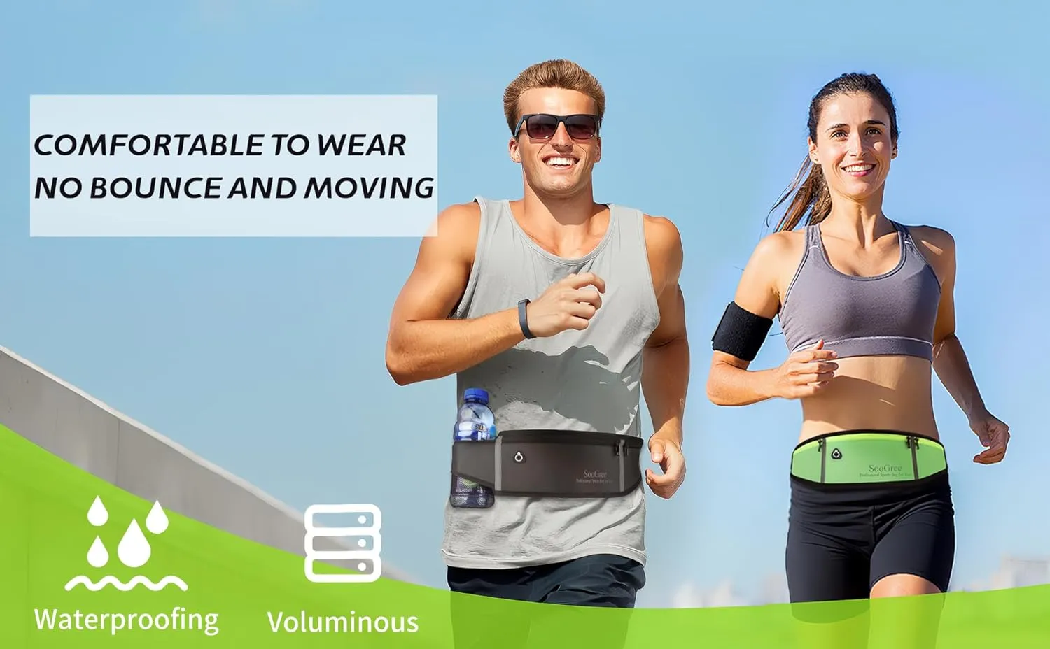 Women Men's Adjustable Waist Pack - Waterproof Running Fanny Pack With Reflective Strip for Running, Walking, Cycling, Camping, Gym