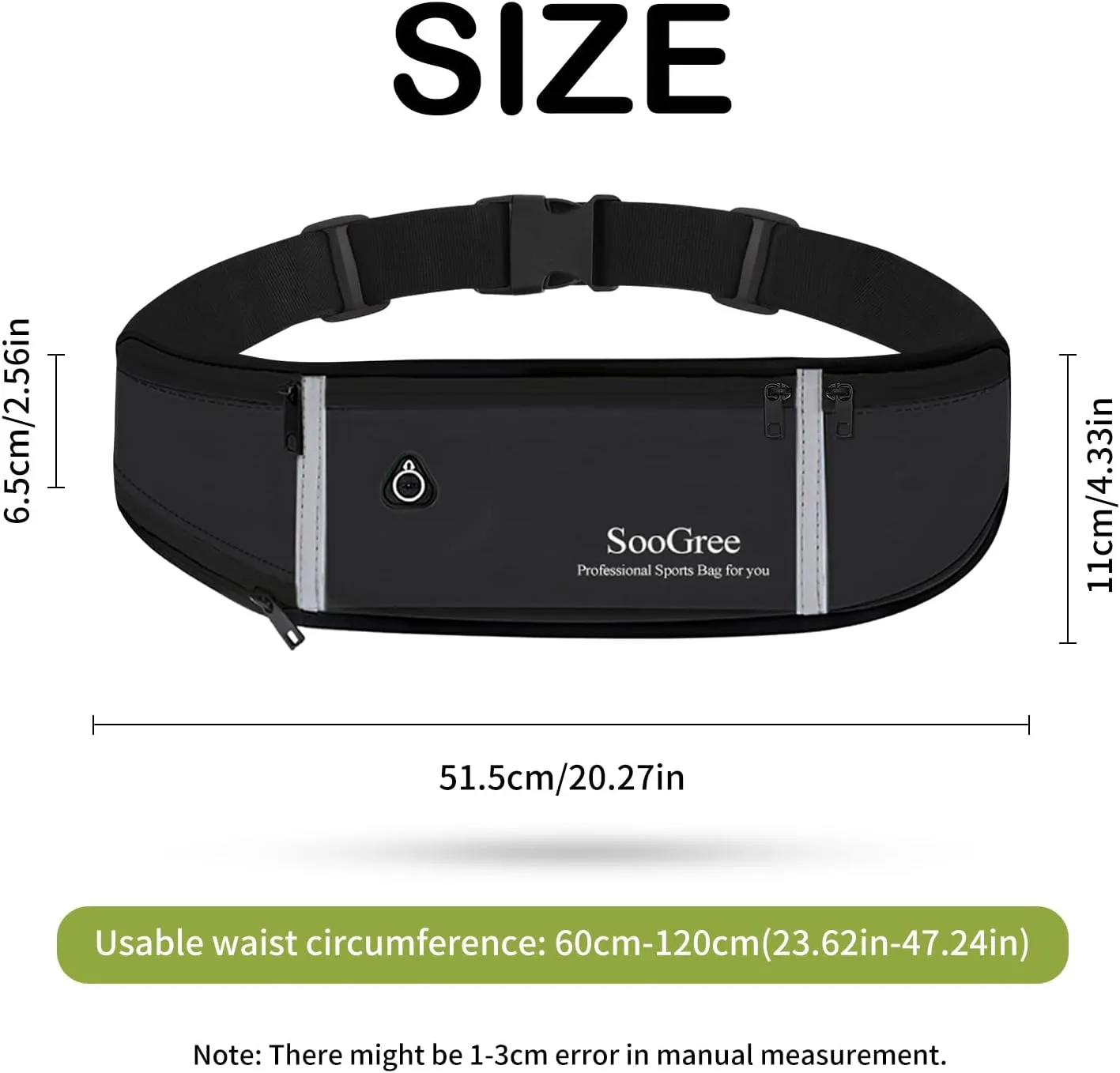Women Men's Adjustable Waist Pack - Waterproof Running Fanny Pack With Reflective Strip for Running, Walking, Cycling, Camping, Gym