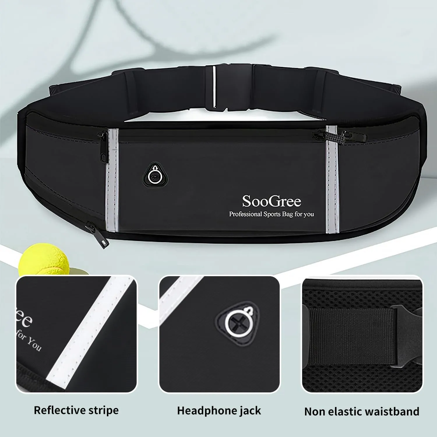 Women Men's Adjustable Waist Pack - Waterproof Running Fanny Pack With Reflective Strip for Running, Walking, Cycling, Camping, Gym