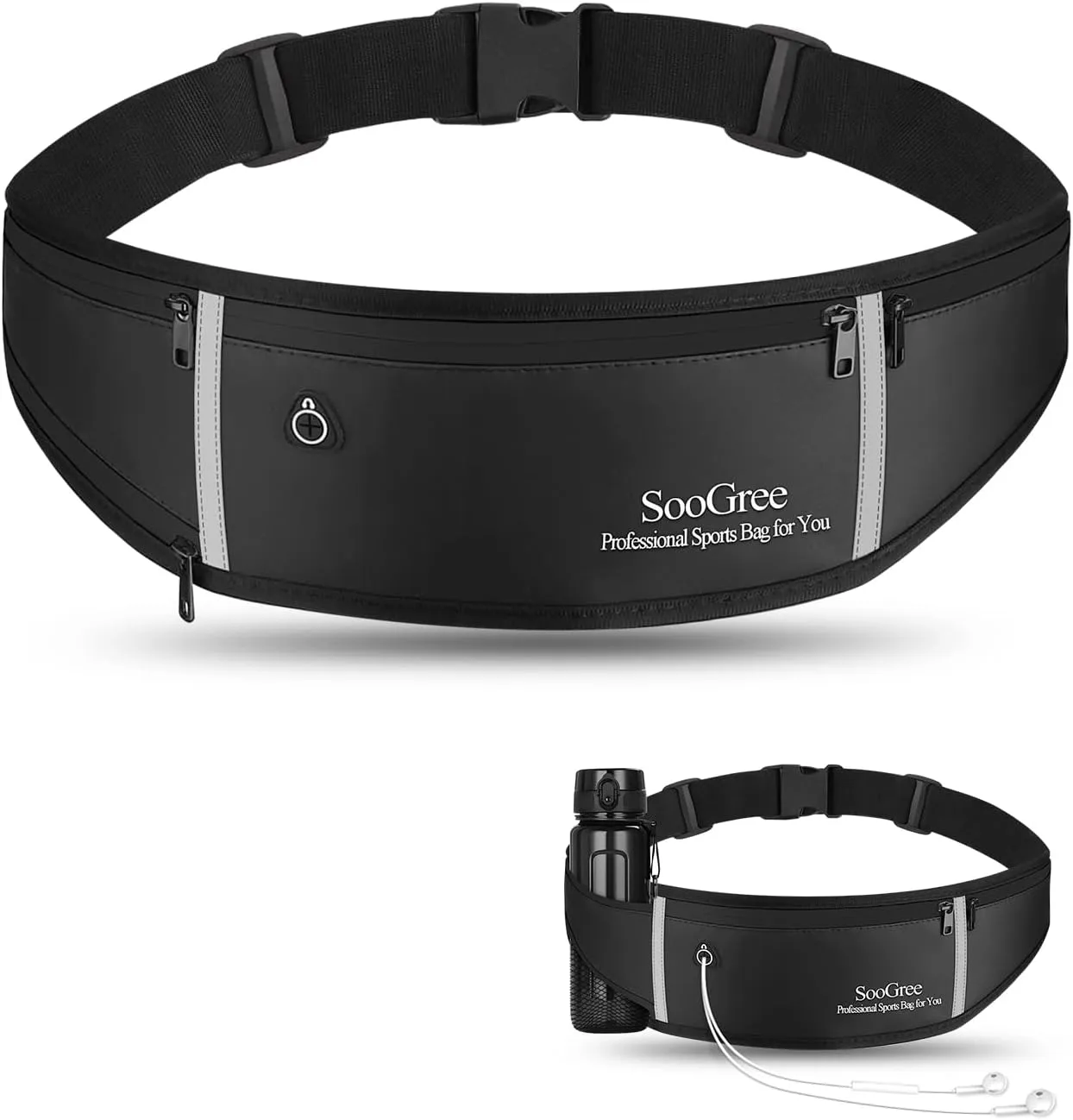 Women Men's Adjustable Waist Pack - Waterproof Running Fanny Pack With Reflective Strip for Running, Walking, Cycling, Camping, Gym