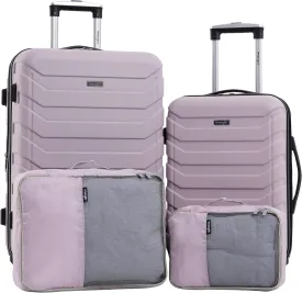 Wrangler Miami Luggage & Packing Cubes, Burnished Lilac, 4 Piece Set