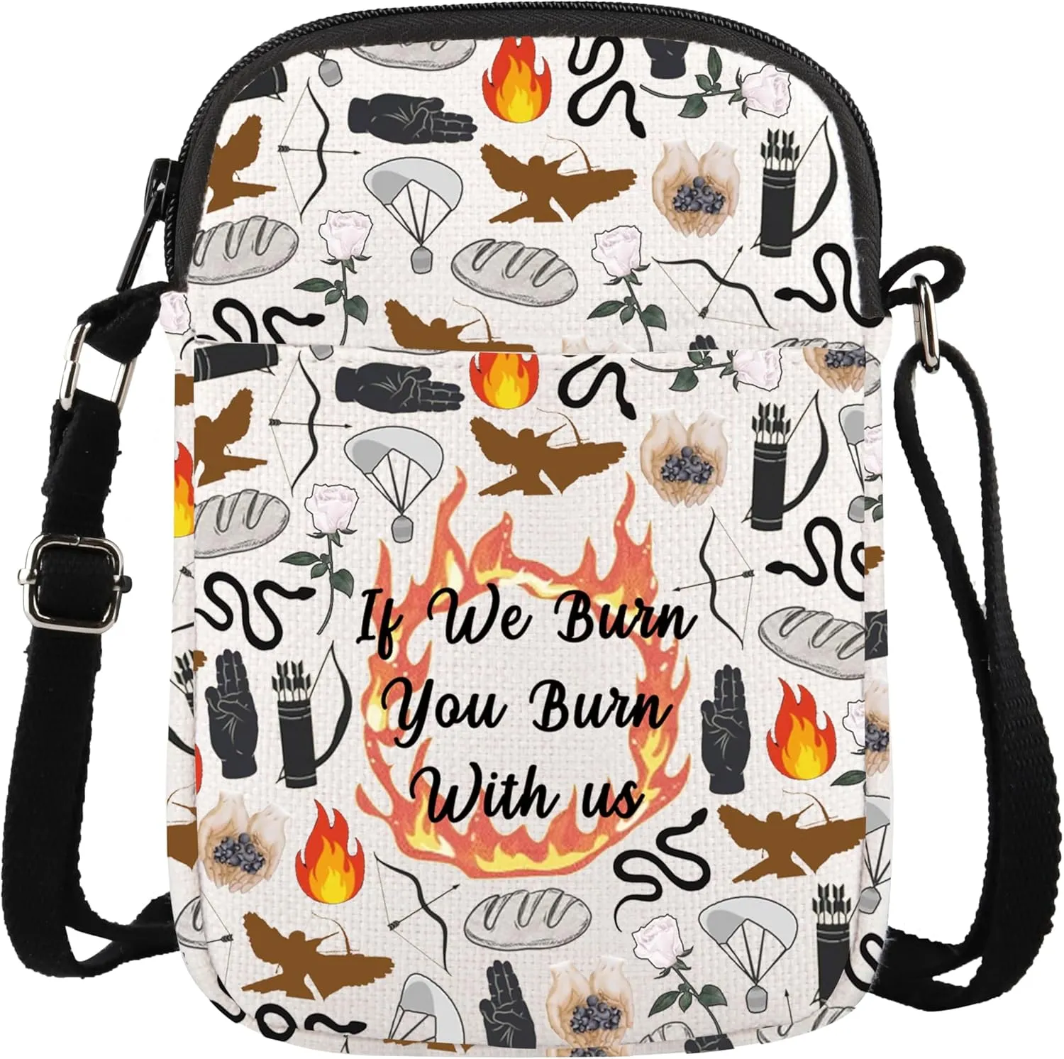XYANFA Hungery Inspired Crossbody Bag Book And Movie Fans Bookish If We Burn You Burn With Us Purse Travel Sling Purse