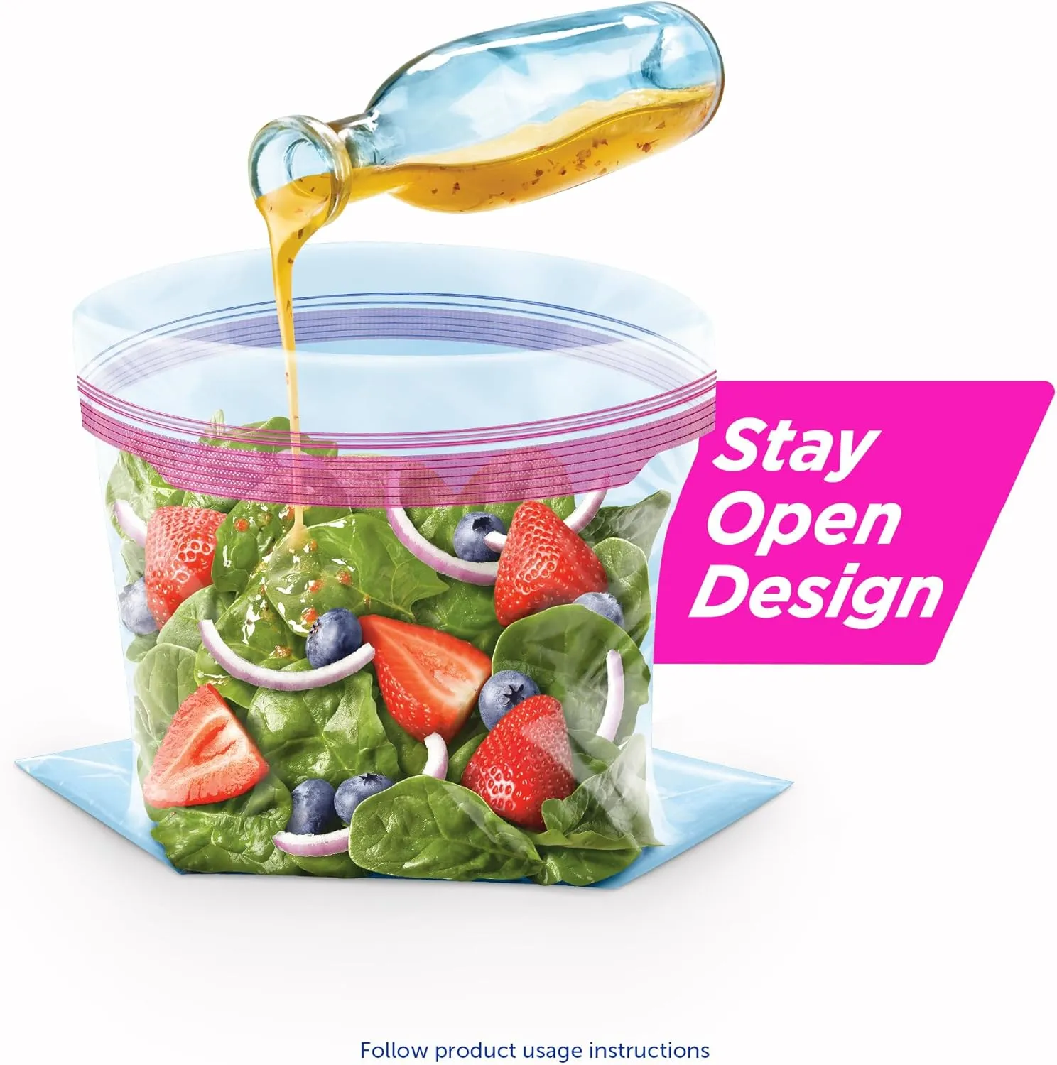 Ziploc Quart Food Storage Bags, Stay Open Design with Stand-Up Bottom, Easy to Fill, 80 Count