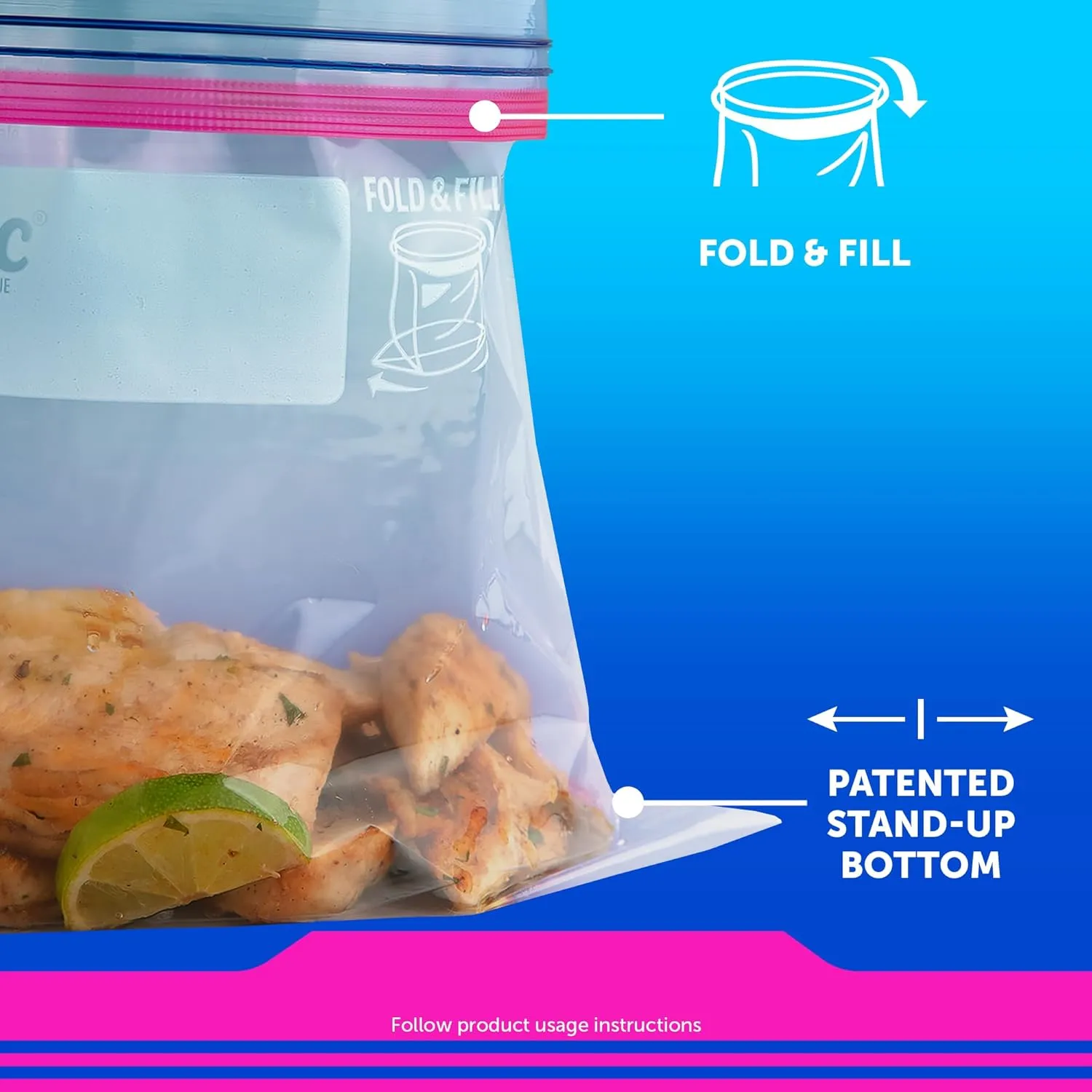 Ziploc Quart Food Storage Bags, Stay Open Design with Stand-Up Bottom, Easy to Fill, 80 Count