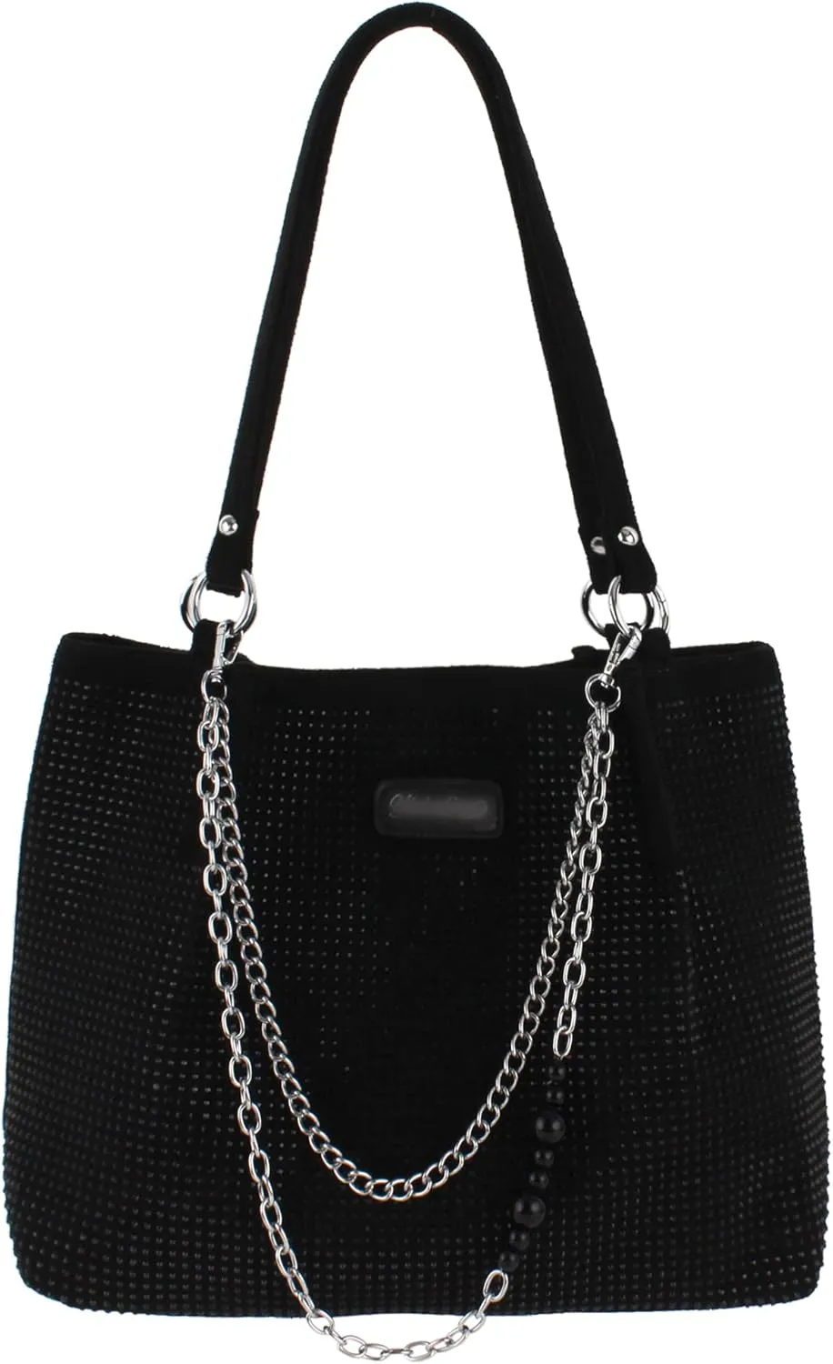 ZLM BAG US Women Bling Rhinestones Shoulder Tote Corduroy Satchel Purse 2 Style Shoulder Straps Shopping Bag